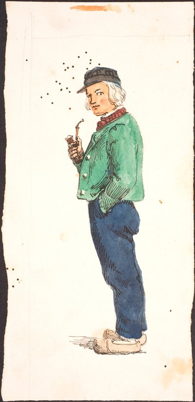 Homme fumant la pipe en sabots - Lorenz Frølich