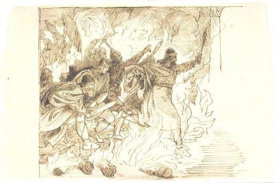 Esquisse pour Rolf Krake sautant à travers le feu - Lorenz Frølich