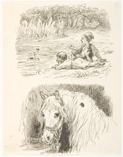 Deux esquisses pour des illustrations de Skarnbassen - Lorenz Frølich