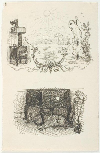Deux esquisses pour des illustrations de Le Bonhomme de neige - Lorenz Frølich