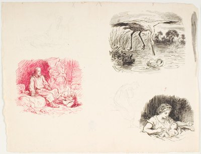 Trois esquisses pour La Fille du Roi des Marais; Partie gauche : Esquisse d