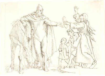 Esquisse pour Niels Ebbesen et la pauvre femme - Lorenz Frølich