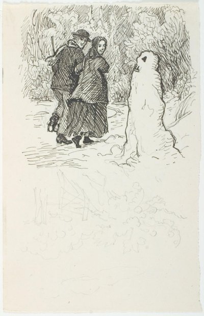 Esquisse pour une illustration de "Le Bonhomme de neige" - Lorenz Frølich