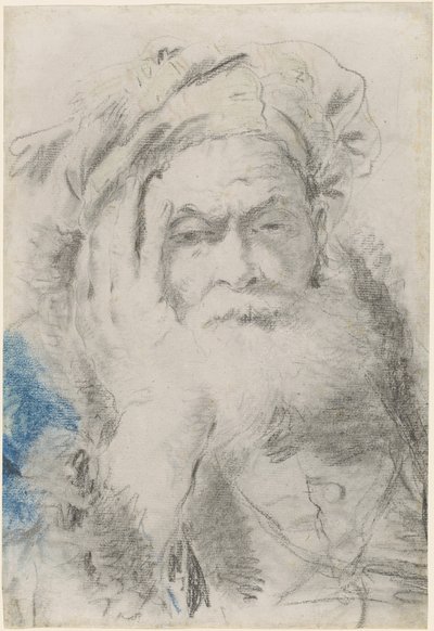 Vieil homme barbu appuyé sur sa main - Lorenzo Baldissera Tiepolo
