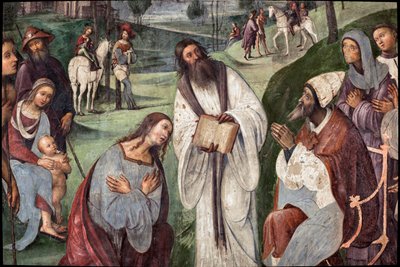 Vie de Sainte Cécile : Urbain I invite Valérien à se convertir (détail) - Lorenzo Costa