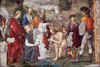 Vie de Sainte Cécile : Valérien baptisé par le Pape Urbain I (détail) - Lorenzo Costa
