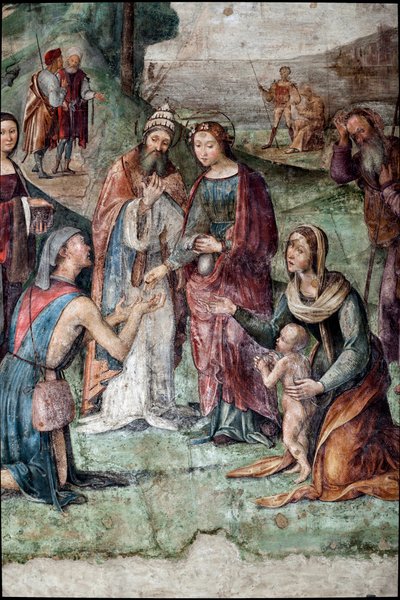 Sainte Cécile donne ses biens aux pauvres (détail) - Lorenzo Costa