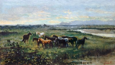 Chevaux sauvages, vers 1870, par Lorenzo Gelati - Lorenzo Gelati