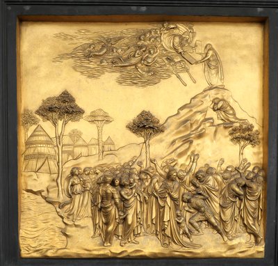Moïse reçoit les Tables de la Loi, relief, Porte du Paradis du Baptistère - Lorenzo Ghiberti