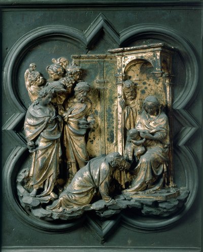 Porte Nord (dite Porte de la Croix), détail extérieur : Adoration des Mages - Lorenzo Ghiberti