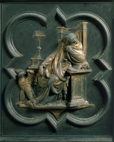 Porte Nord (appelée Porte de la Croix, au Nord), détail extérieur : Saint Jean l