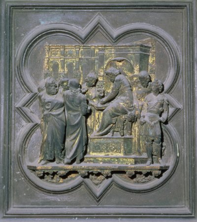 Ponce Pilate se lavant les mains devant le Christ, seizième panneau des portes nord du baptistère de San Giovanni, 1403-24 - Lorenzo Ghiberti