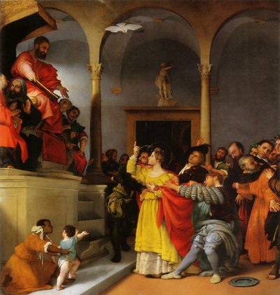 Autel de Sainte Lucie. Sainte Lucie devant le juge - Lorenzo Lotto