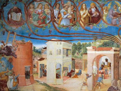 Christ-Vigne et légende de Sainte Barbe (détail) - Lorenzo Lotto