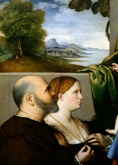 Madone et enfant avec deux donateurs, par Lorenzo Lotto (vers 1480-1556), détail - Lorenzo Lotto