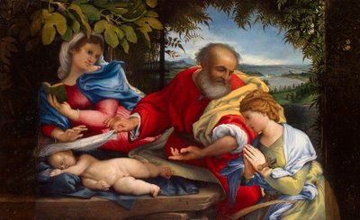 Repos pendant la fuite en Égypte avec Sainte Justine, 1529 - Lorenzo Lotto