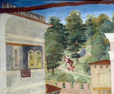 Sainte Barbe poursuivie à travers les bois (détail) - Lorenzo Lotto