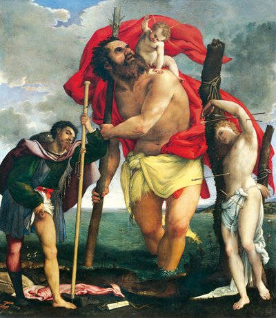 Saint Christophe entre les Saints Roch et Sébastien - Lorenzo Lotto