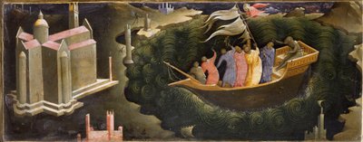 Représentation de Saint Nicolas calmant la tempête. Nicolas de Myre (ou Nicolas de Bari) sauvant un bateau du naufrage. Peinture sur bois de Lorenzo Monaco (vers 1370-vers 1423/1424) Florence, Galleria dell
