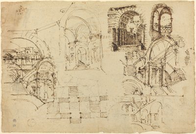 Dessins pour des escaliers palatiaux [recto] - Lorenzo Sacchetti