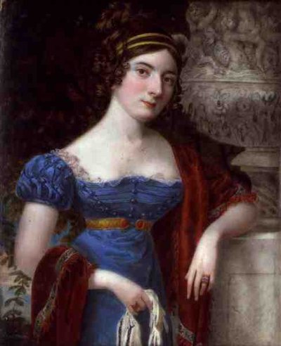 Dame en robe bleue bordée de dentelle - Lorenzo Thewenti