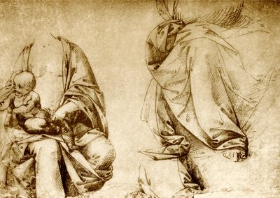 Deux études de vêtements pour une Madone - Lorenzo di Credi