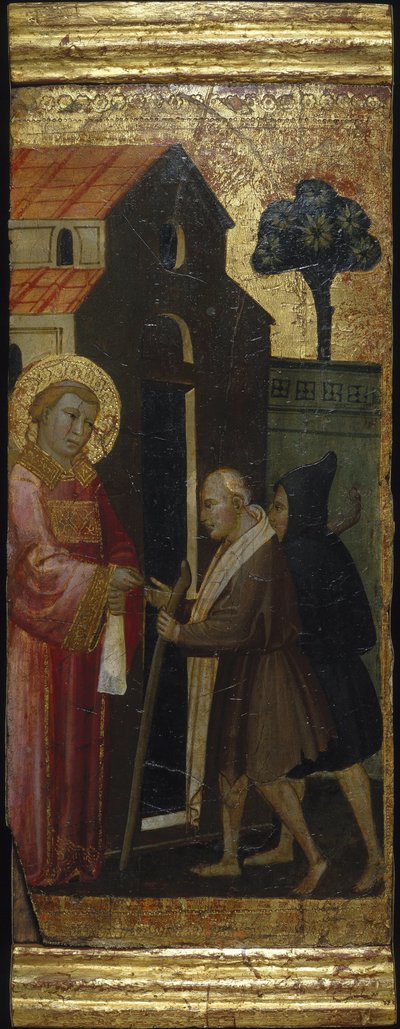 Saint Laurent distribuant des aumônes aux pauvres. Scènes de la vie de Saint Laurent, prédelle - Lorenzo di Niccolò