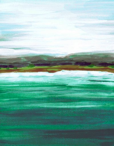 Paysage marin verdoyant et serein - Lori Ann Folz