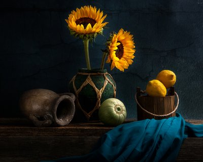 Tournesols et citrons rustiques - Louie Luo