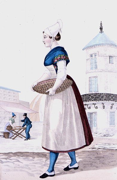 Costume traditionnel de St. Valery en Caux, gravé par Gatine vers 1820 - Louis Marie (after) Lante