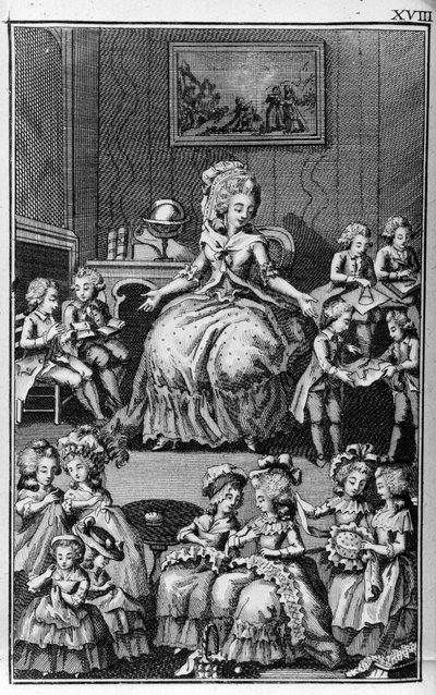 Illustration de Louis Binet (1744-1800) pour le livre de Nicolas Edme Restif de La Bretonne « Les Parisiennes », ou XL Caractères généraux pris dans les mœurs modernes, propres à servir à l