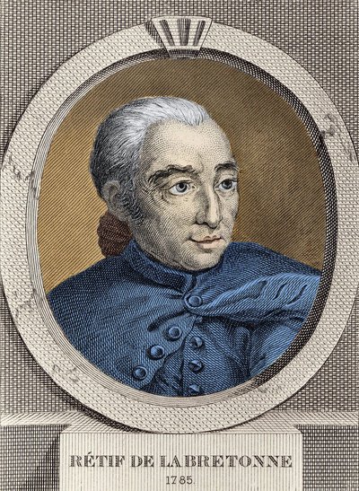 Portrait de Restif de La Bretonne (1734-1806) - par Binet, gravure - Louis (after) Binet