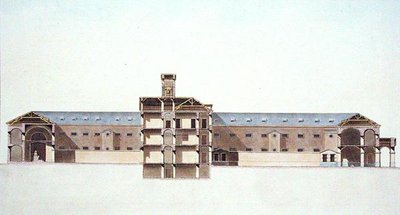 Coupe transversale de la nouvelle prison de Bruxelles, de 