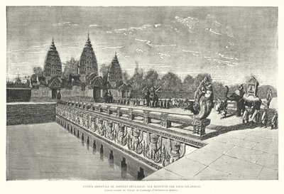 Entrée orientale du temple khmer de Preah Khan, Angkor, Cambodge - Louis (after) Delaporte