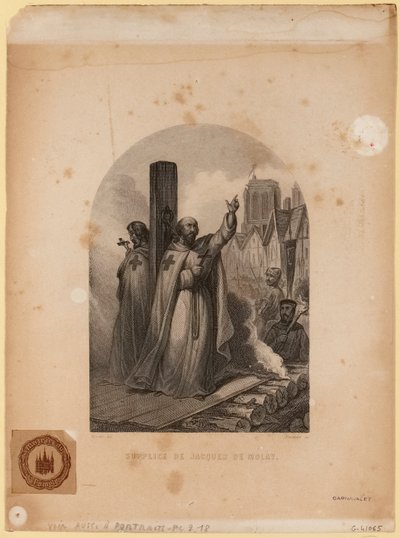 Supplice de Jacques de Molay, gravé par Jean-Charles Pardinel - Louis (after) Marckl