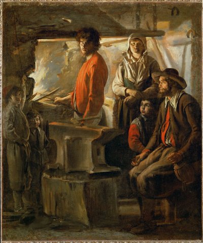 La forge ou : Un forgeron dans sa forge ... - Louis (attr. to) Le Nain
