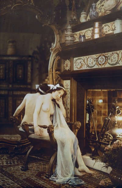 Nu féminin assis près du foyer, c.1850-1900 - Louis Amedee Mante and Edmond Goldschmidt