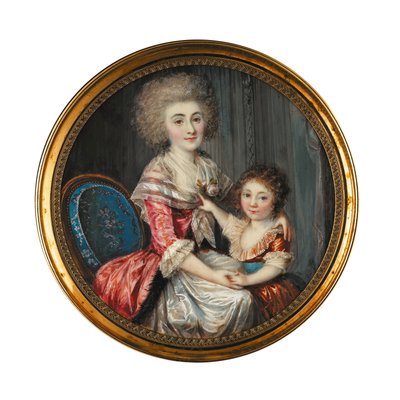 Une jeune femme appelée Madame de Genlis, embrassant son jeune fils - Louis Andre Fabre