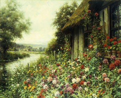 Fleurs en Fleurs Devant un Cottage - Louis Aston Knight