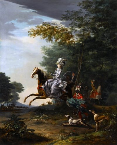 Marie-Antoinette 1755-1793 chassant avec des chiens - Louis Auguste Brun de Versoix