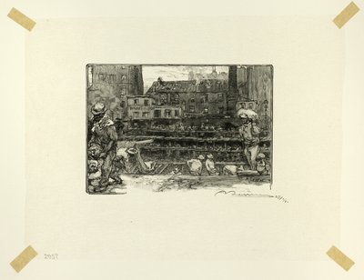 Déchargeurs de plâtre, planche trois de Le Long de la Seine et des Boulevards - Louis Auguste Lepère
