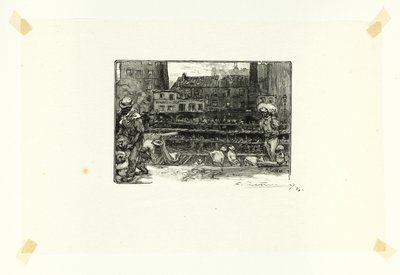 Déchargeurs de plâtre, planche trois de Le Long de la Seine et des Boulevards - Louis Auguste Lepère