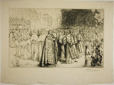 Rentrée de la procession dans la cathédrale de Nantes - Louis Auguste Lepère