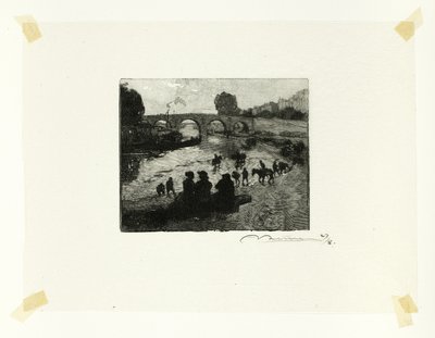The Horse Pond at the Pont Marie, plate ten from Le Long de la Seine et des Boulevards - Louis Auguste Lepère