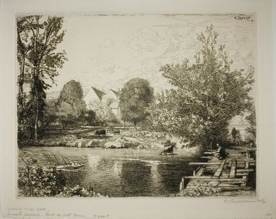La vieille passerelle, les rives du Petit Morin - Louis Auguste Lepère
