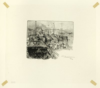 Villette Dock, plate five from Le Long de la Seine et des Boulevards - Louis Auguste Lepère