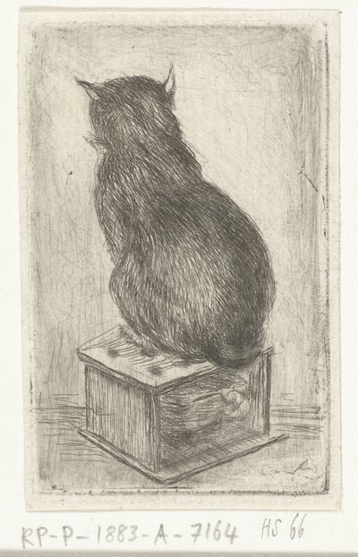 Chat assis sur un poêle - Louis Bernard Coclers