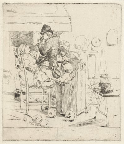 Scène de cuisine avec enfants - Louis Bernard Coclers