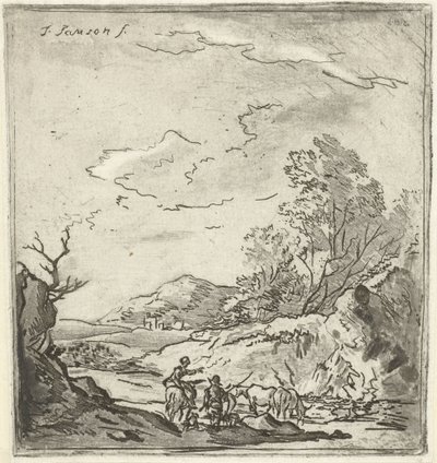 Paysage avec cavalier et berger - Louis Bernard Coclers