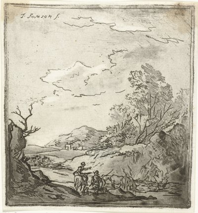 Paysage avec cavalier et berger - Louis Bernard Coclers